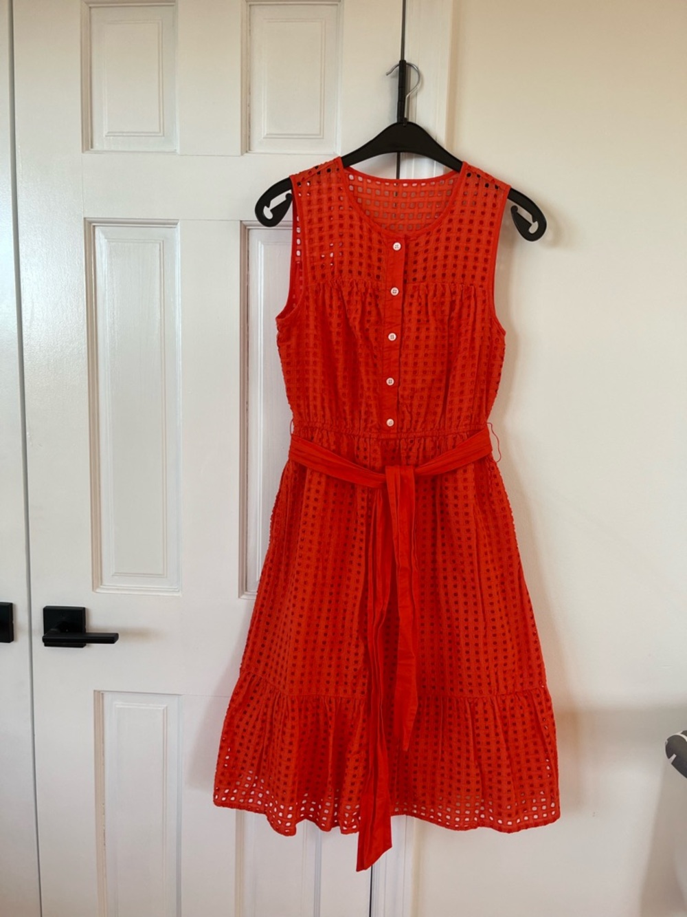 JCrew Sleeveless Eyelet Belted Midi Dress